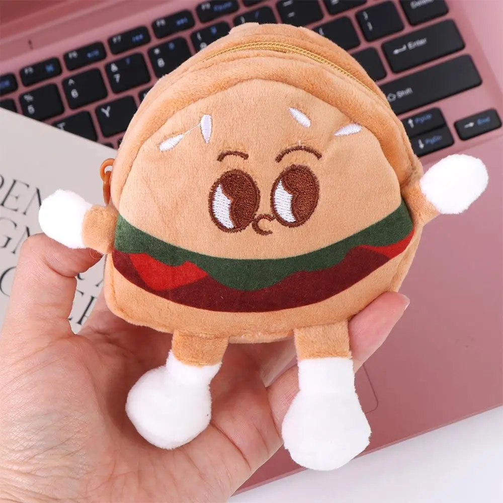 Hamburger Hamburger Plush Coin Purse Zipper Creative Cartoon Zipper Wallet Cartoon Storage Anime Mini Storage Bag Kid Gift