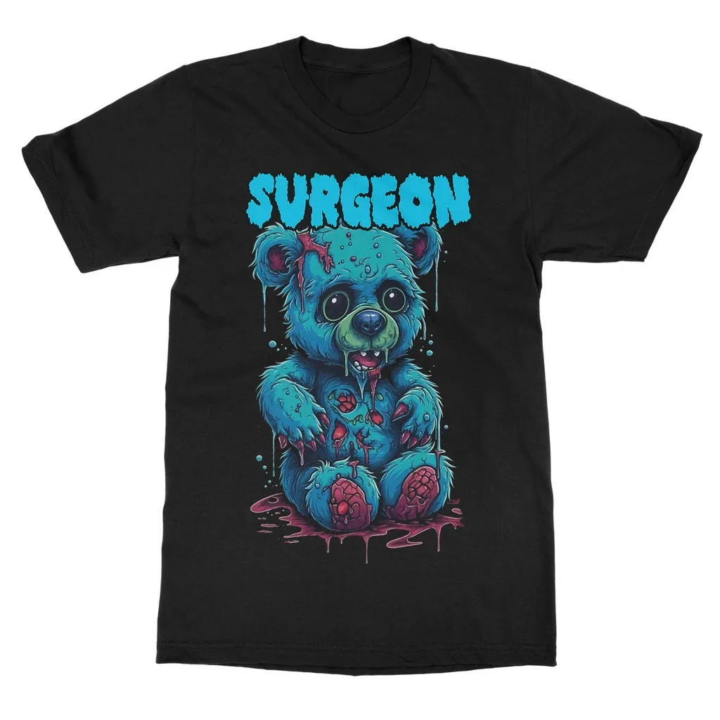 

Zombie Bear Men's T-Shirt Short Sleeve Cotton Tees Vintage Hip Hop Band Oversize Tops Trend Brand T-shirt Summer Men Clothing