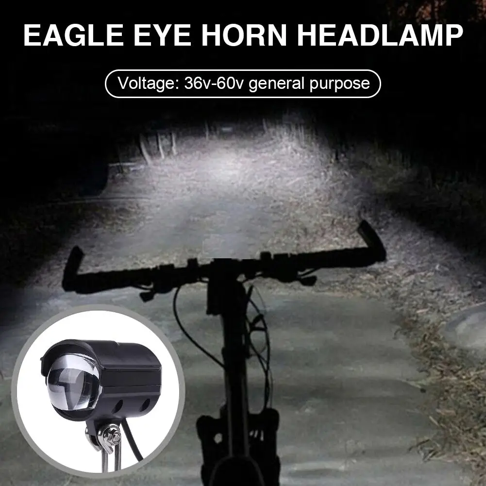 36V-60V 48-80V E-Bike Horn Light Electric Scooter LED Headlight 5W Waterproof 2 in 1 Horn Lamp Motorcycle Bicycle Flashlight