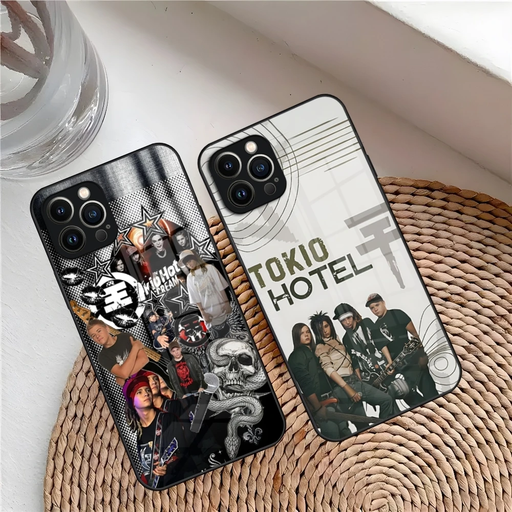 T-tokio Hotel Phone Case for Iphone 16 15 14 Pro Max 12 11 13 Mini X Xr Xs Puls glass Cover