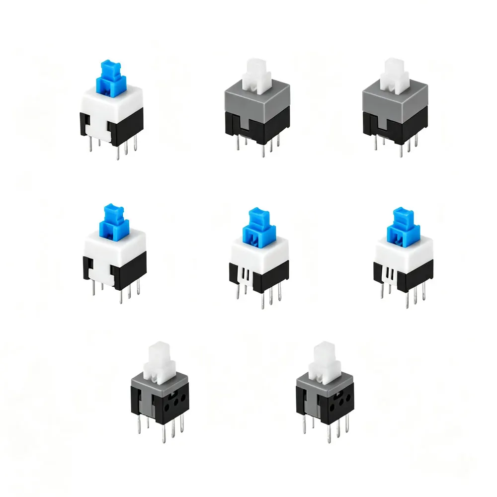 10 pièces 5.8x5.8MM 7x7 8x8 8.5x8.5mm 5.8*5.8 Micro-interrupteur tactile à bouton poussoir autobloquant / déverrouillable 6 broches