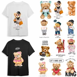 Lroned Sticker Clothes DTF Girl Bear Pattern Fashion T-Shirt Hoodie DIY Jacket Patch is Waterproof