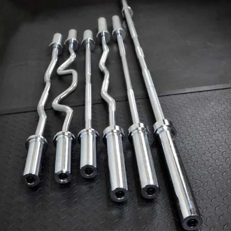

Chrome Barbells Weight Lifting Gym Curved Barbell 2.2m