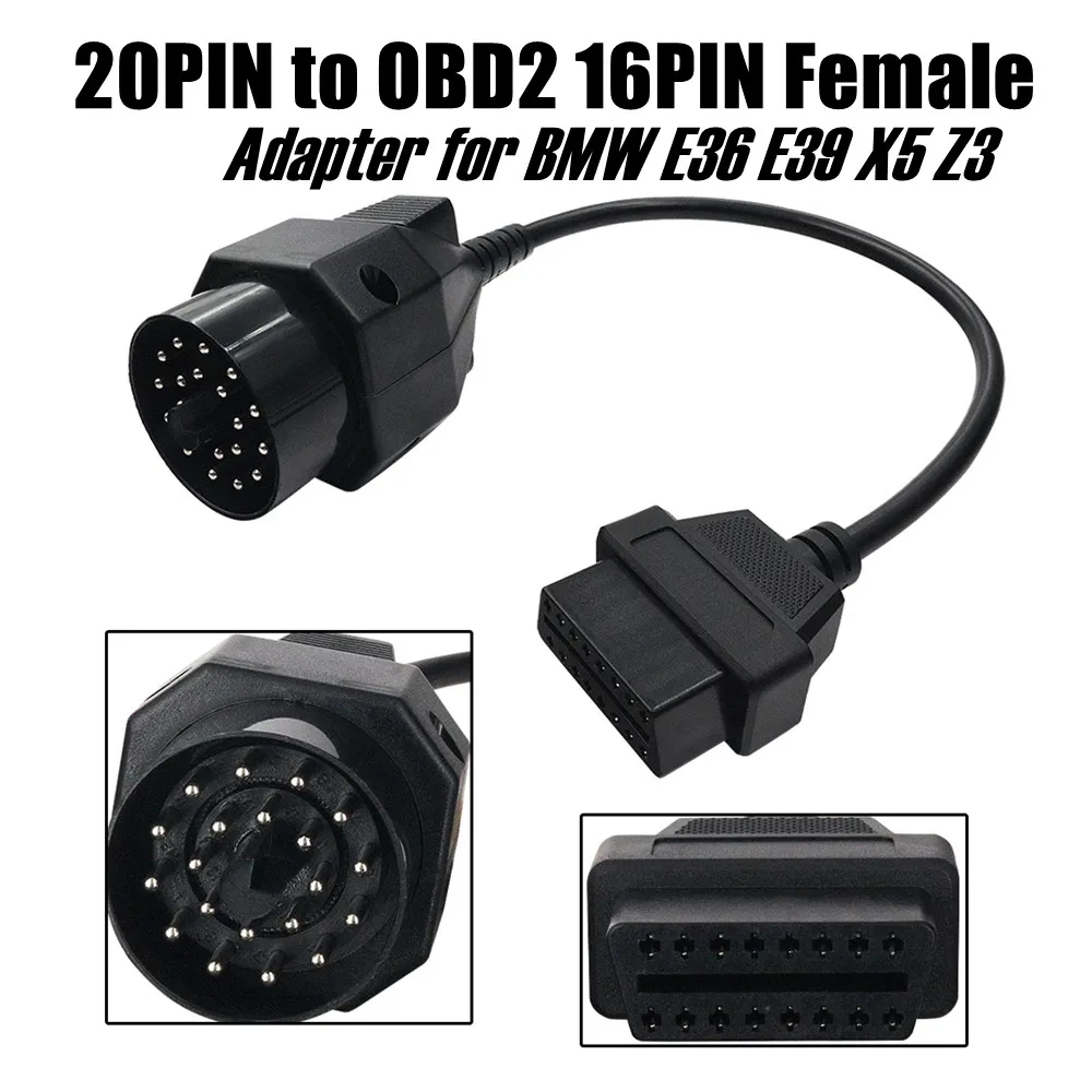 

OBD Cable for BMW 20Pin to OBD2 16pin OBDII Female Connector for E36 E39 X5 Z3 OBD2 Extend Cable