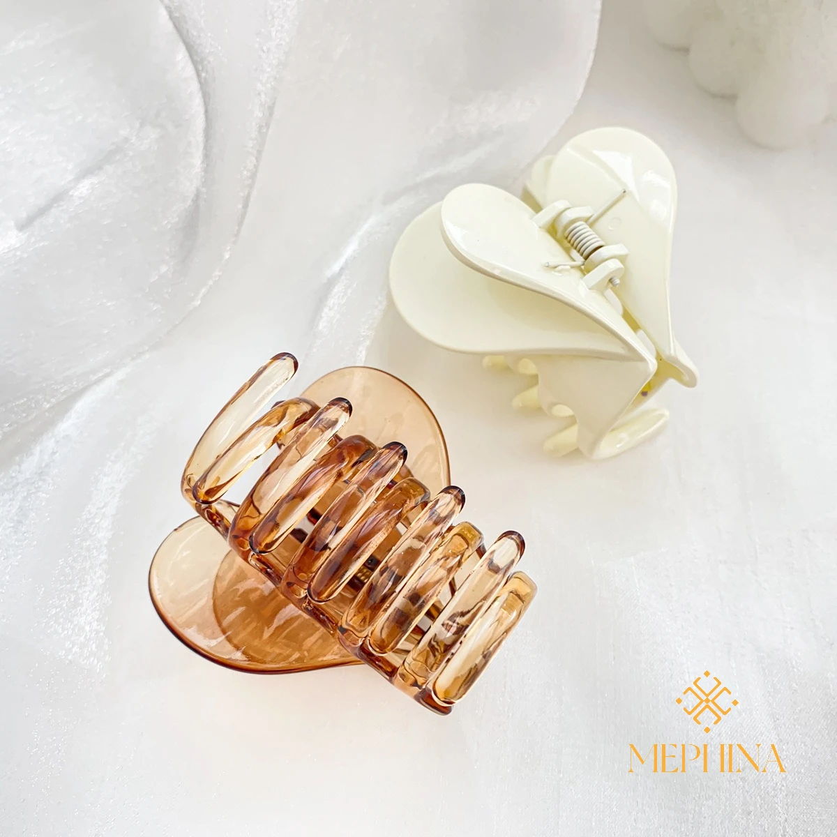 MEPHINA Doppelschichtige Haarklammern, Herz-Haarklammern, bunte Haarklammer, einfache Haarspange, edles Haarklammer-Zubehör für Frauen