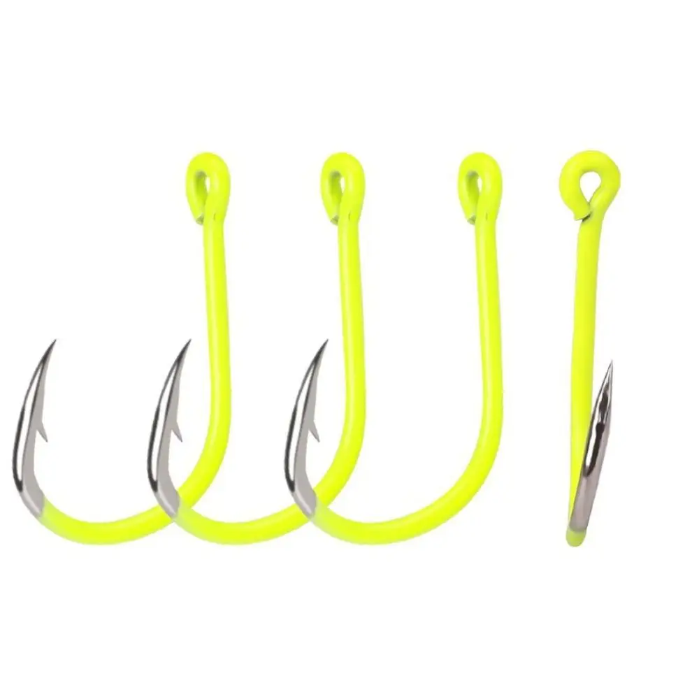 50pcs/box High Carbon Steel Barbed Fishing Hooks Anti-rust Sea Carbon Steel Barbed Hooks Strong Flexible Fluorescence Hook