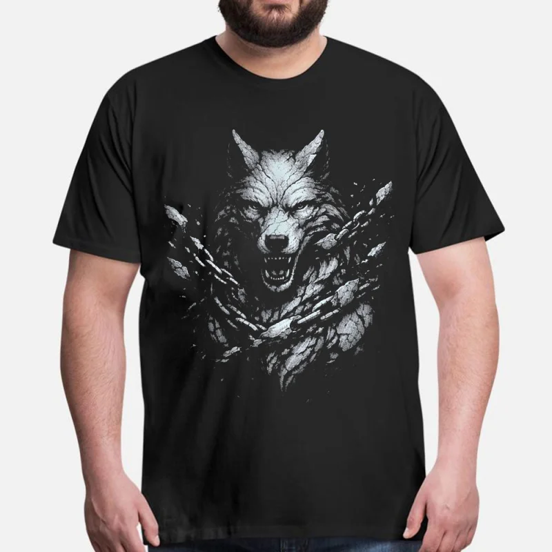 Fenrir Unchained – Viking Wolf Gift t shirt Short Sleeve Tee Norse Myth Valhalla Graphic Clothes All size tops