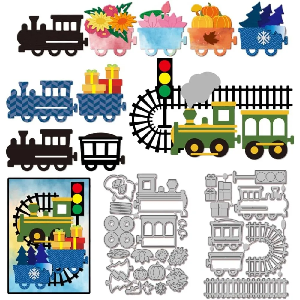 Schneidformen aus Kohlenstoffstahl mit Zugmotiv für DIY-Scrapbooking, Fotoalbum, dekorative Prägung, Papierkarten