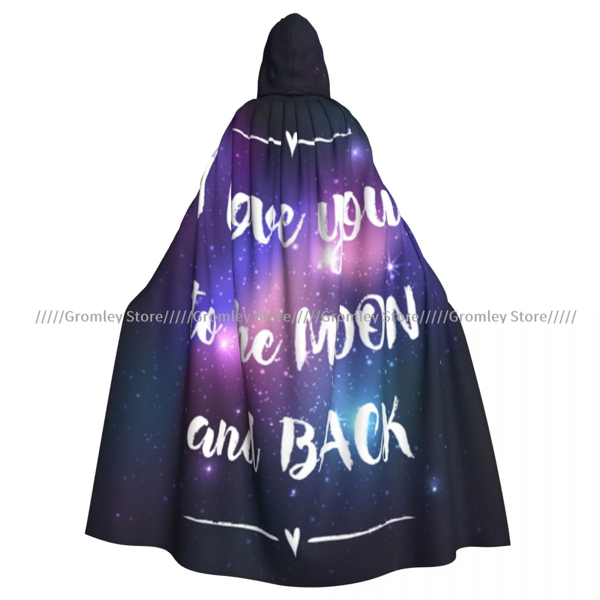 Unisex Halloween Cloak I Love You To The Moon And Back Galaxy Background Cape Hooded Medieval Costume Witch Wicca Vampire