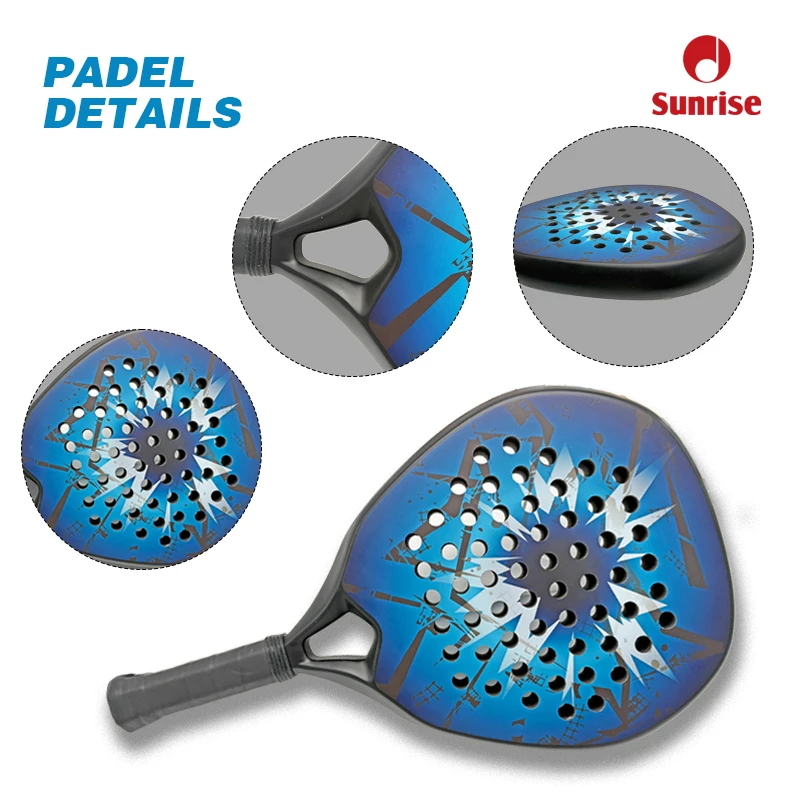 Padel Racket Carbon Fiber EVA Teardrop Shape High Quality  SA009 Custom Diamond Pattern Low MOQ Manufacturer