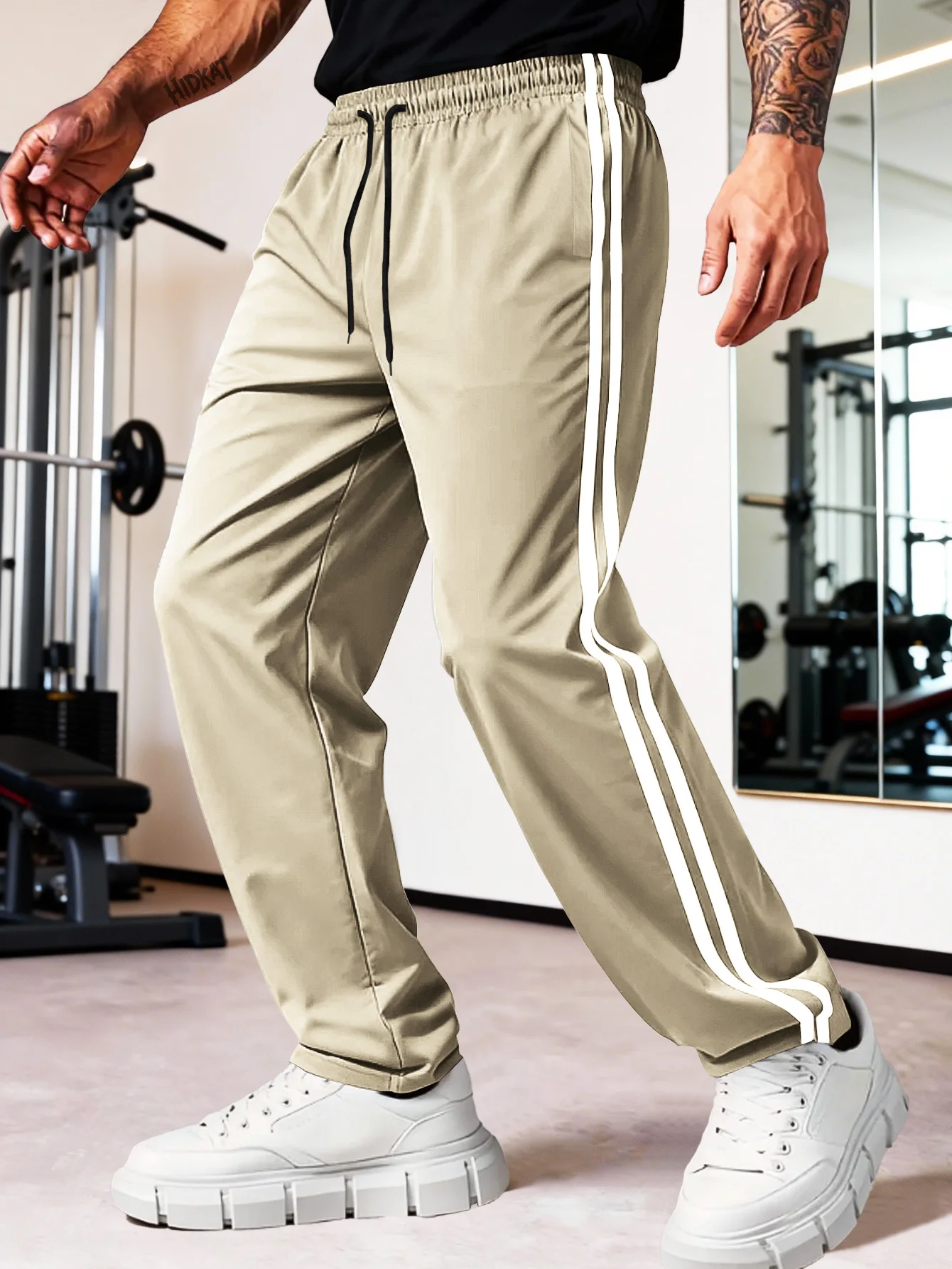 

Men'S Fashion Casual Outdoor Sports Striped Long Pants | Drawstring Waist with Pockets, Side Contrast Stripes