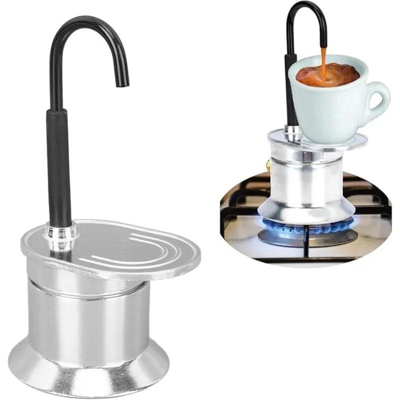 Mini Espresso Maker Single Spout Stovetop Moka Pot Aluminum Alloy 1 Cup 50ML Italian Coffee Maker Outdoor Camping Party Home Use