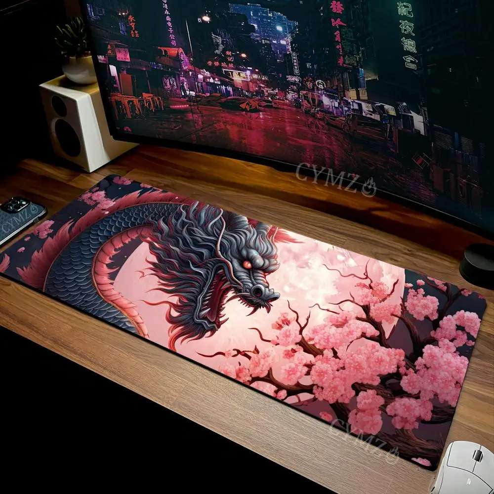 

Gorgeous dragon and cherry blossom pattern design Mouse Pad Desk Mat gaming mats pc accessories 30X80CM mousepads Extended pad