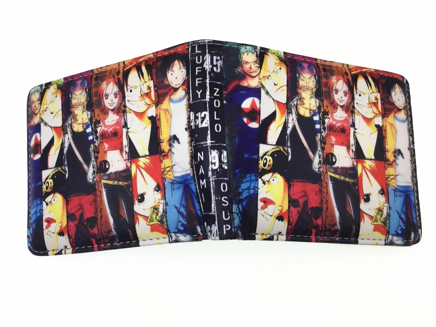 One Piece Anime Figures Luffy Zoro Foldable Wallet Women Men Card Clip Bag Children Cartoons Cosplay PU Coin Purse Birthday Gift