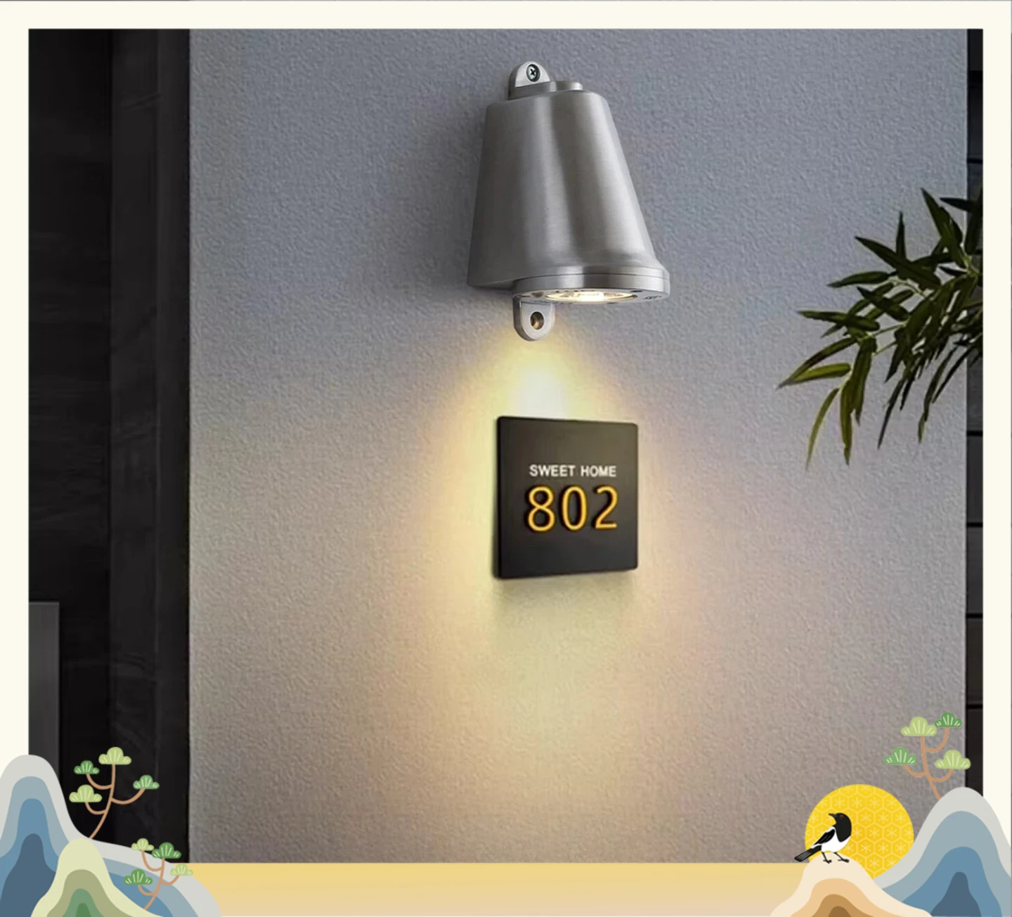 Retro Wabi Silent Wind Industrial Wind Charging Garden Light Minimalist Spotlight Cast Aluminum Horseshoe Light Waterproof