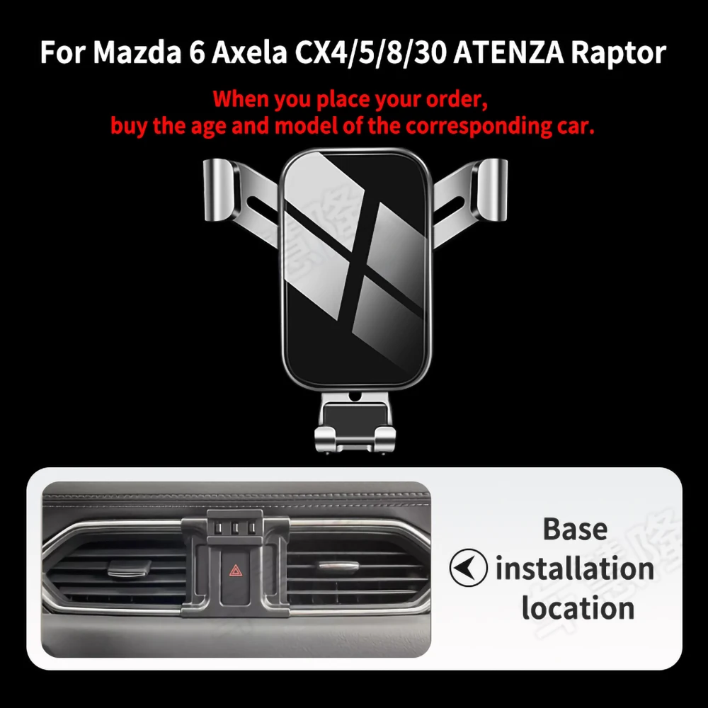 

Car Phone Holder For Mazda 3 6 Axela CX4 5 8 30 ATENZA Raptor Bracket GPS Stand Air Outlet Clip Rotatable Support Accessories