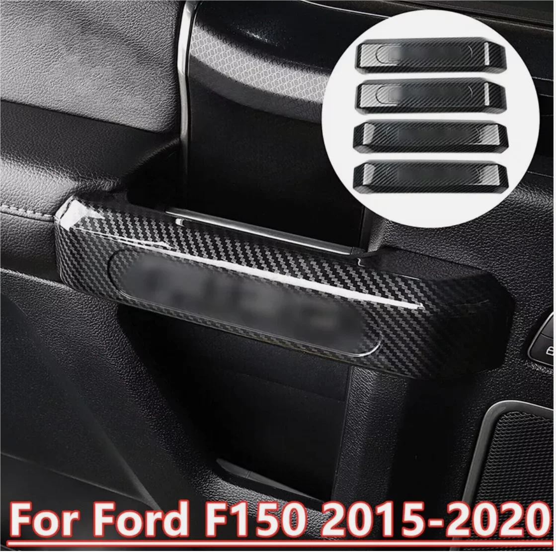 

4X Carbon Fiber Interior Inner Door Handle Cover Trim For Ford F150 2015-2020