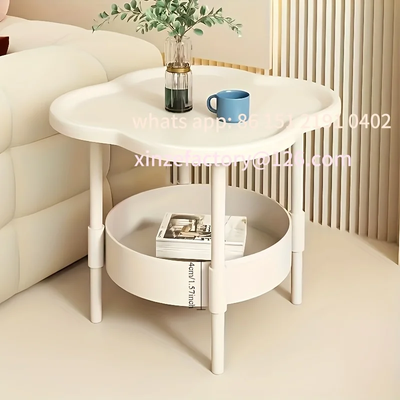 

Customizable Stylish Modern Round Side Table with Storage Shelf | Space-Saving, Lightweight for Living Room，bedroom