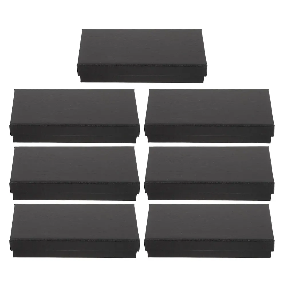 

7pcs Watch Boxes Black Rectangle Travel Storage Case Sponge Lined Protective Men Wristwatches Home Use Luxury Display Stand