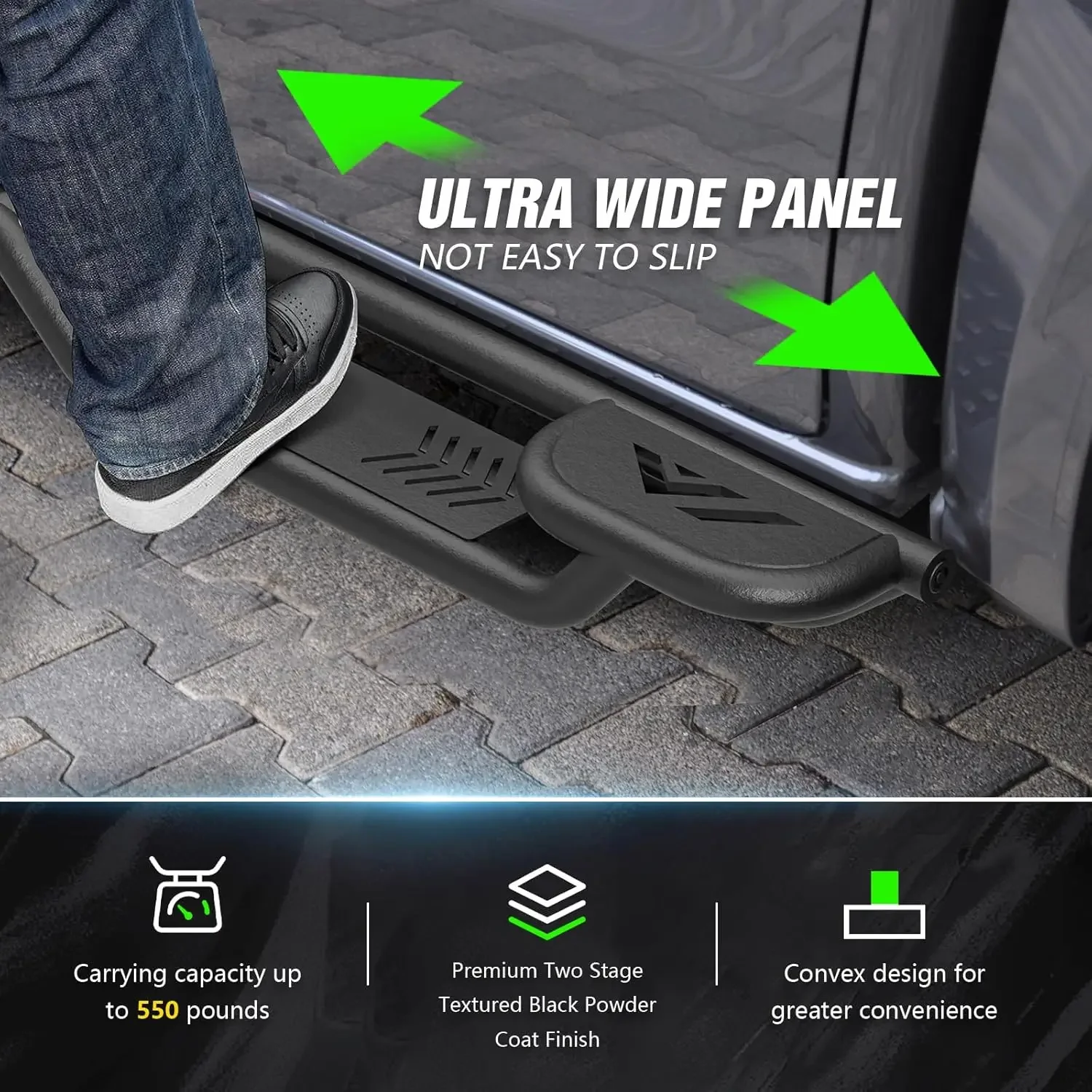 

[XMSJ]Three Raised Steps, Crew Cab Running Boards Compatible with 2019-2025 Chevy Silverado & GMC Sierra 1500,
