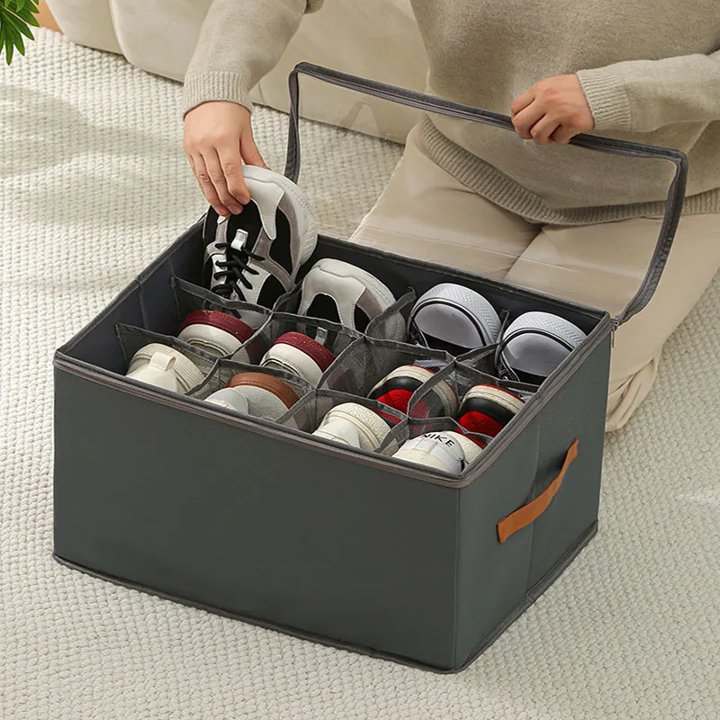 

Foldable Storage Box with Lid Wardrobe Organizer for Shoes Clothes Underwear Dustproof Fabric Sorting Bin Bedroom Living Closet