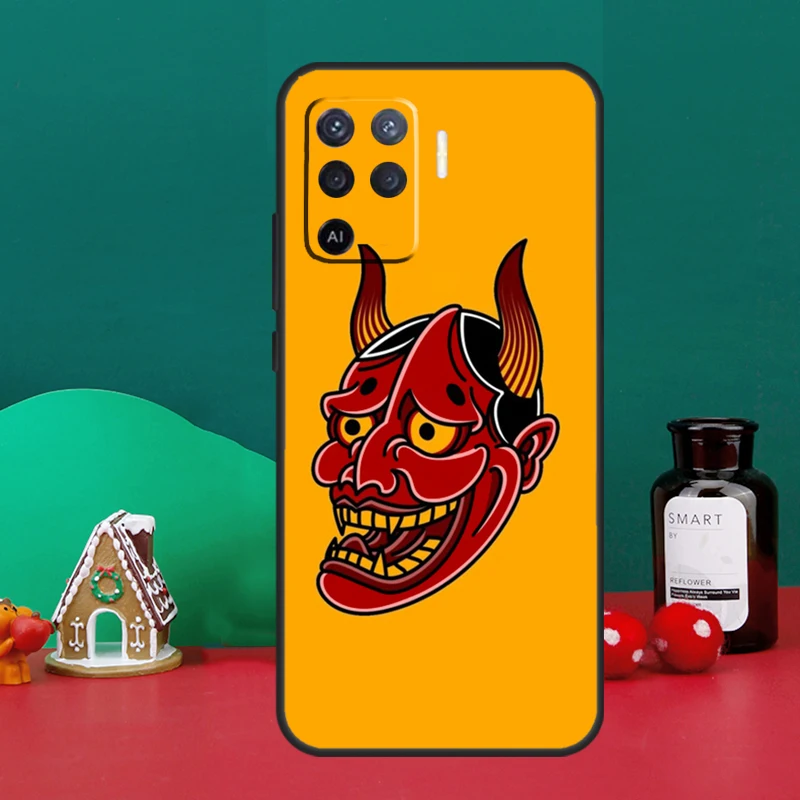 Japanese Hannya Mask For OPPO A54 A74 A94 A57S A53S A58 A78 A98 A16 A76 A96 A15 A17 A77 A5 A9 A52 A72 A79 Case