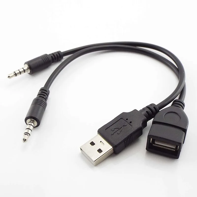 3,5 мм 4-полюсный Штекерный аудио разъем AUX к USB Штекерный разъем 2.0 тип A Штекерный кабель