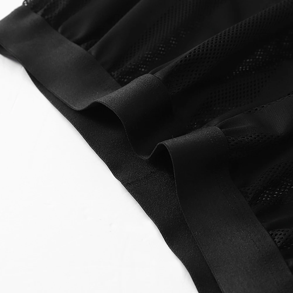 White Black Men Perspective Mesh Loose Striped Boxers Shorts Hollow Breathable Home Wear Underwear Sports Boxer Trunks