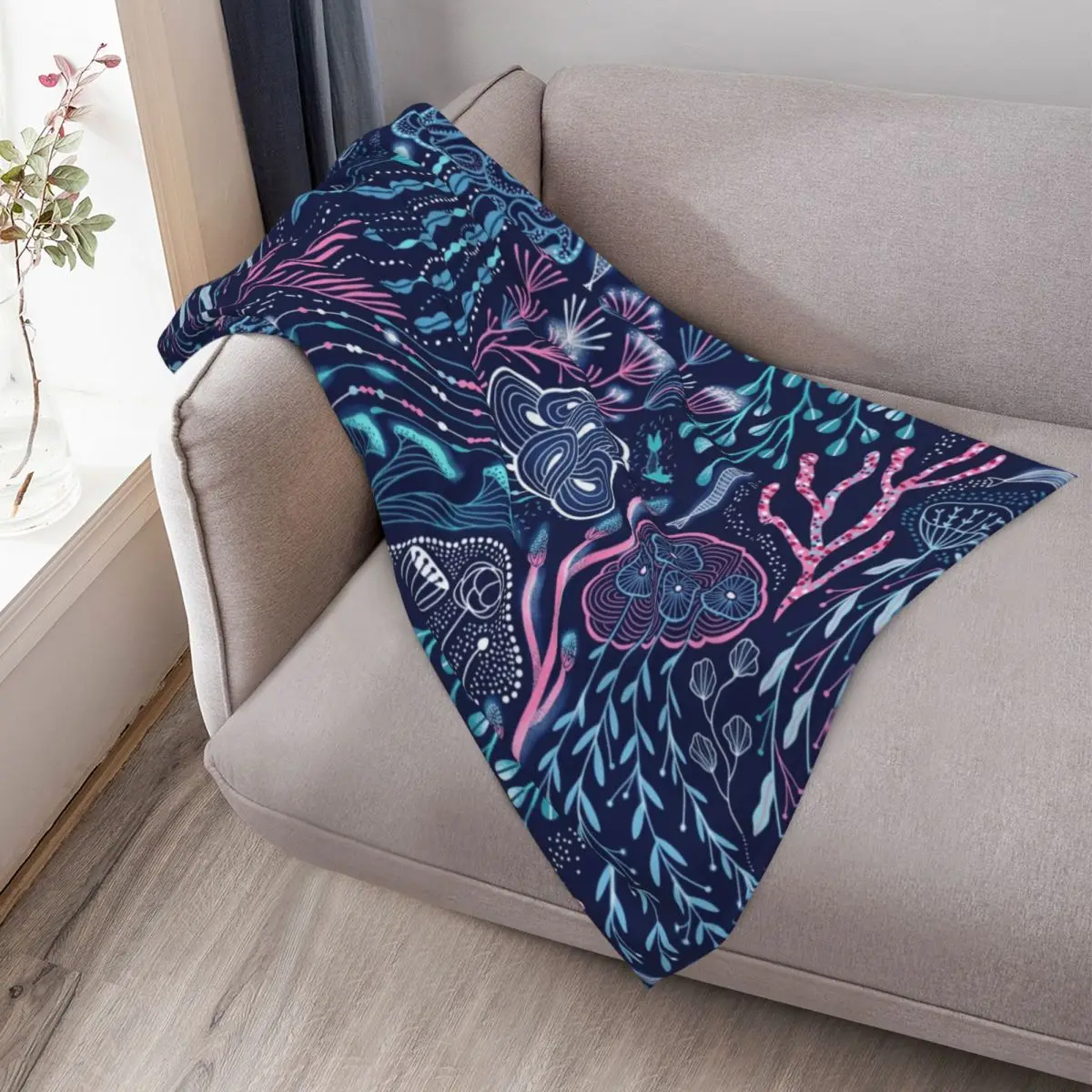 قنديل البحر البيولوجي والفطر والمارك والمرجان رمي بطانية أريكة لحاف لفصل الشتاء بطانيات عصرية للسرير