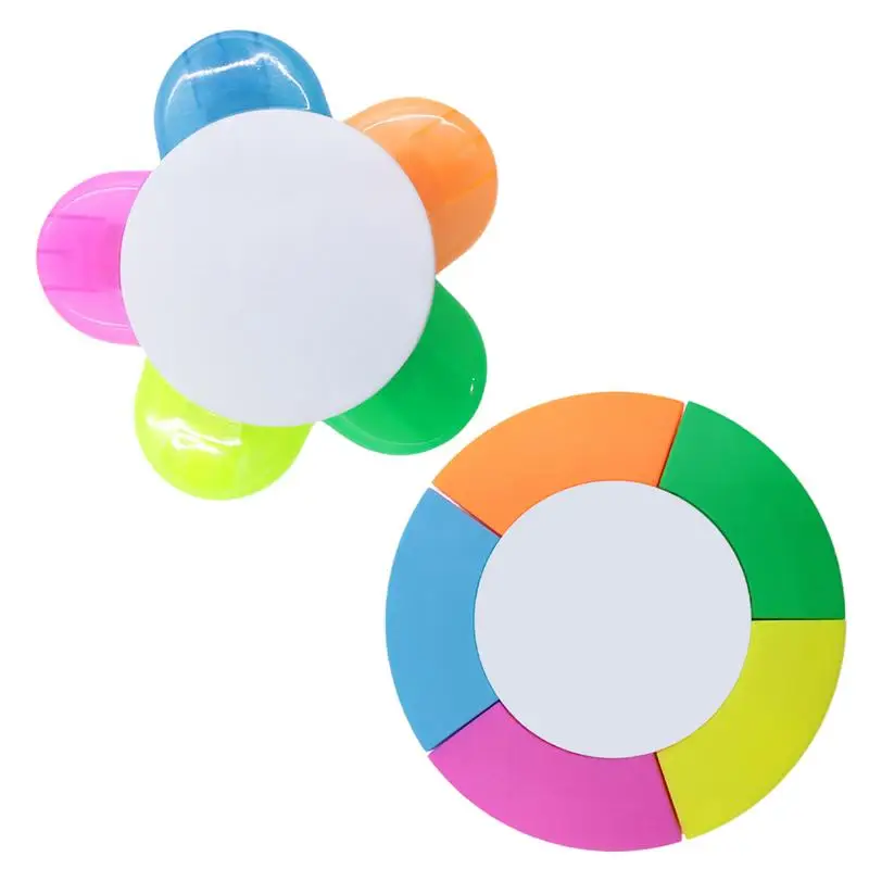 Colored Highlighters Petal Shape Fluorescent Pens Cute Tire Shape Highlighters Fluorescent Highlighter Marker Student Teacher