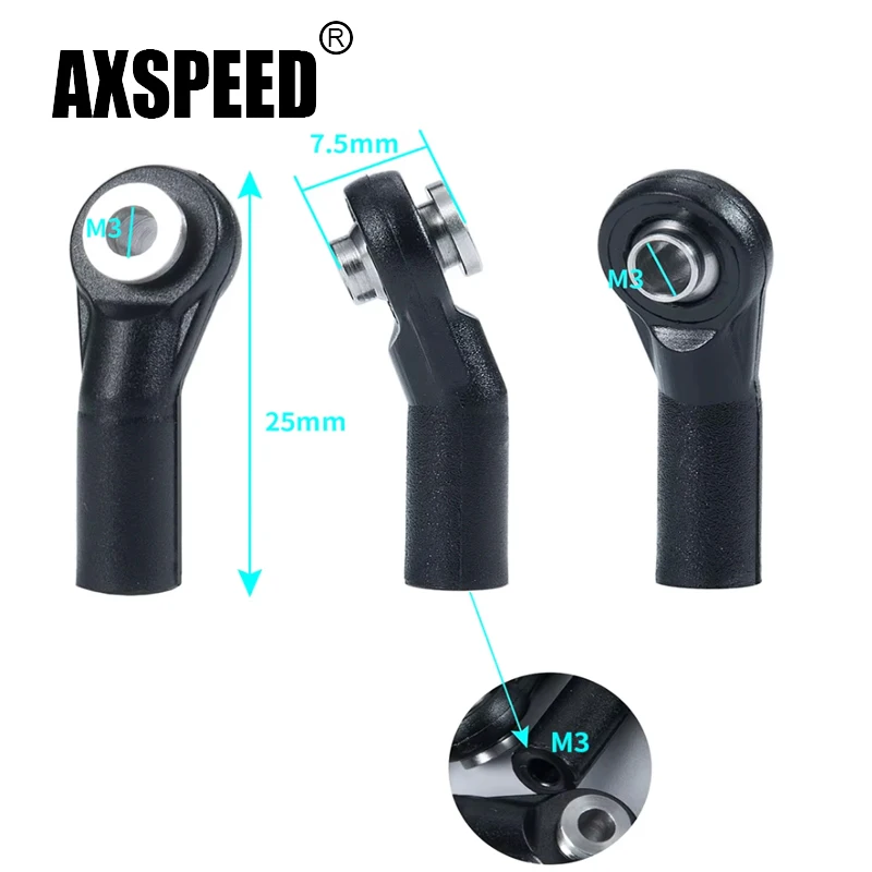 

AXSPEED Plastic Ball Head Tie M3 Ball Joint Link Bar Rod End for 1/10 RC Crawler Car SCX10 90046 D90 D110 CC01