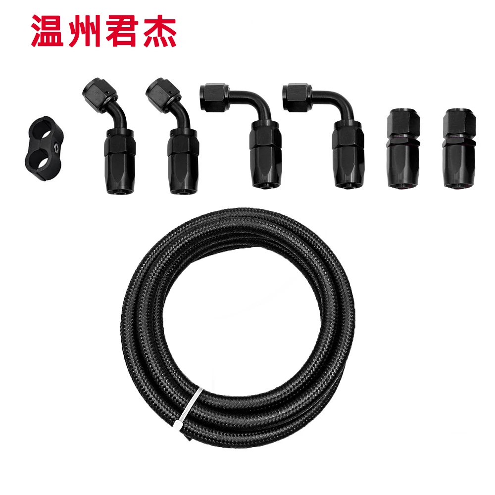 

3M AN6/AN10 CPE Oil Fuel Fittings Hose End 0+45+90+180 Degree Oil Adaptor Kit AN6 Braided Oil Fuel Hose Line With Clamps