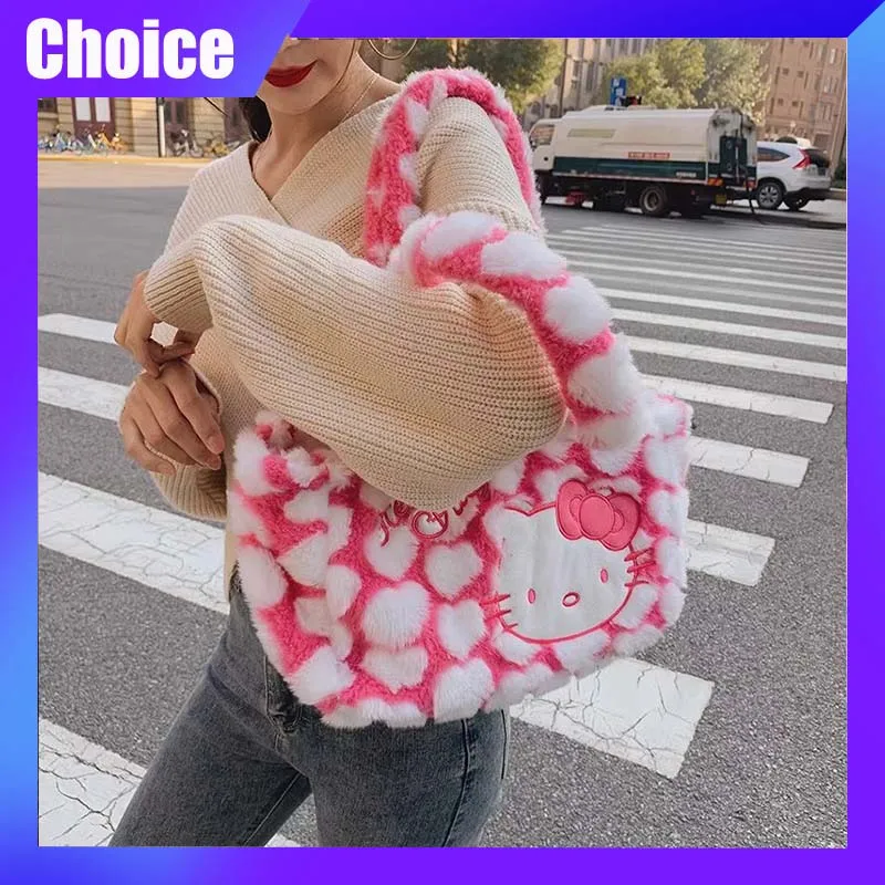 

Hellokitty Women Shoulder Handbag Anime Cartoon KT Cat Trendy Bag Kawaii Cute Female Outdoor Casual Fashionable Bag Girl Gift