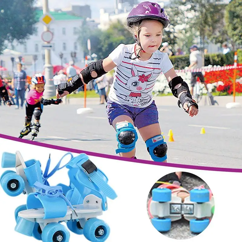 4 Wheels Skating Shoes Roller Skates Double Row Roller Skating Shoes For Girls Kids Children Skates Exercise Adjustable Sizes