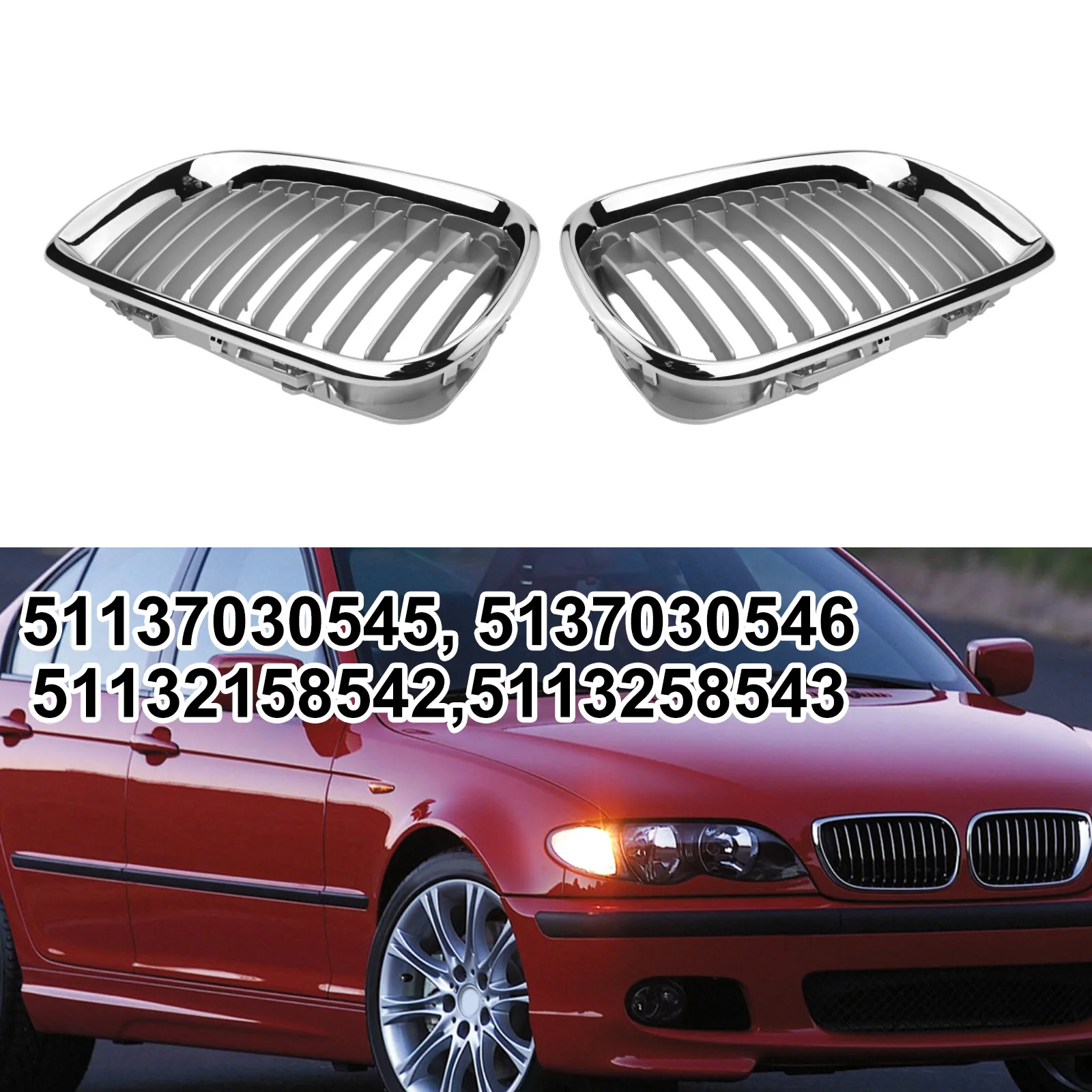 

Car Accessory Automotive Replacement Electroplated Silver Chrome Grille Car Grille Wear-Resistant Non-Deformed