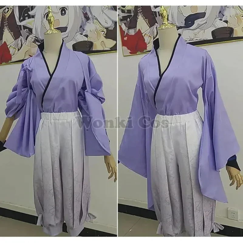 Scaramouche Cosplay Costume Wig Deep Blue Hair Wanderer Story White Kimono Suits Cosplay Costumes