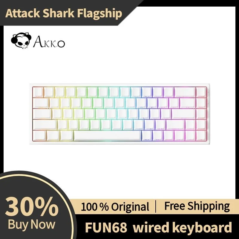 AKKO Fun68 HE FUN61PRO 8000HZ Wired Aluminium Alloy AGRB   Keyboard  Hall Effect Switch Support 0.005mm RT DKS SOCD MT TGL