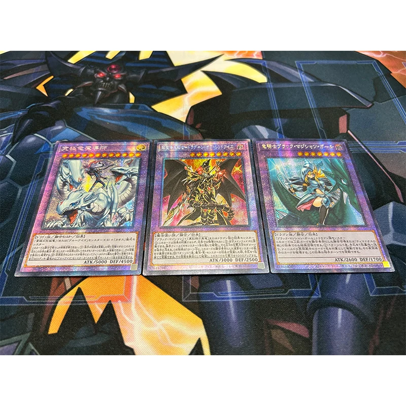 3PCS Yu-Gi-Oh! DIY Black Magician series Anime Game Collection Card Master Of Knight Dragon Red-Eyes Dark Dragoon flashcard