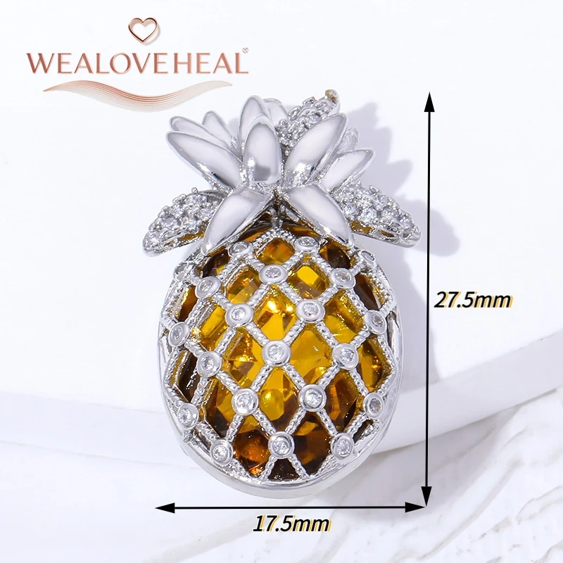 anhänger schmuckherstellung,anhänger schmuck,Modischer 18K vergoldeter Messing-Ananas-Anhänger, glänzende Zirkonia-Frucht-Charms für DIY-Halsketten-Schmuckherstellung, Großhandelszubehör – Detail 22