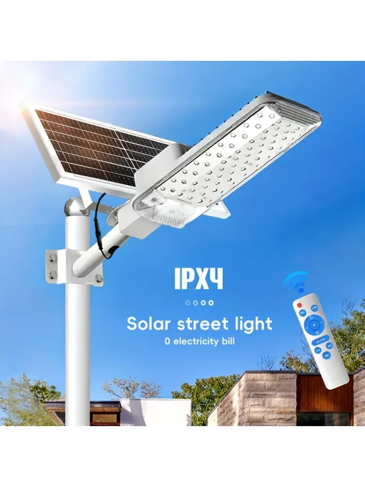 Zewnętrzna lampa solarna 500W, LED-owy reflektor bezpieczeństwa z automatycznym włączaniem/wyłączaniem i pilotem, jasna, wodoodporna lampa do ogrodu. — 2