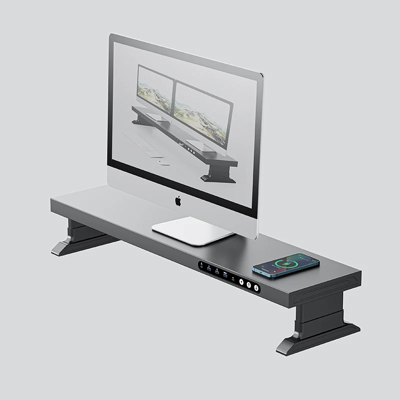 

Новая электрическая регулируемая черная металлическая подставка для ноутбука, USB-порты для зарядки, кабельная подставка для монитора, настольный органайзер, удлинитель