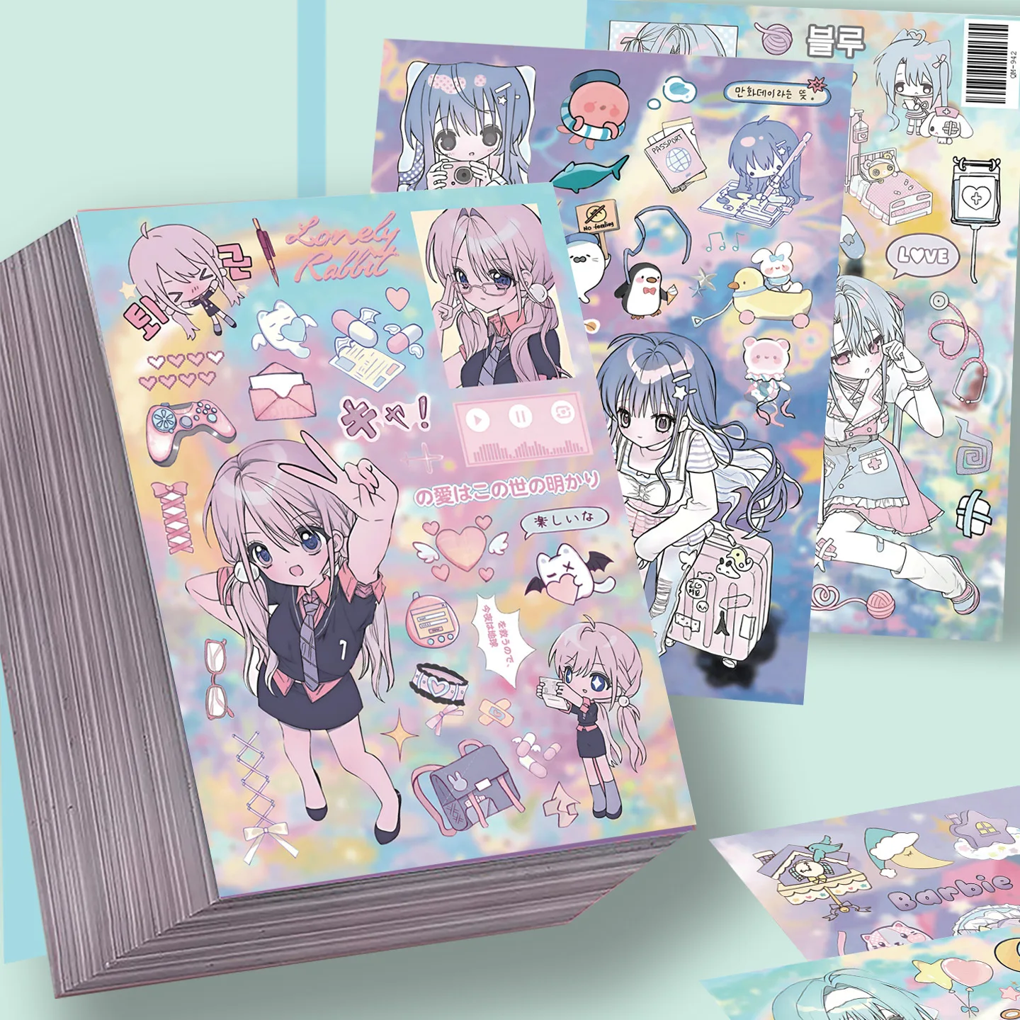 8Pcs Sweet Cute Character Waterproof Stickers Journal DIY Decor