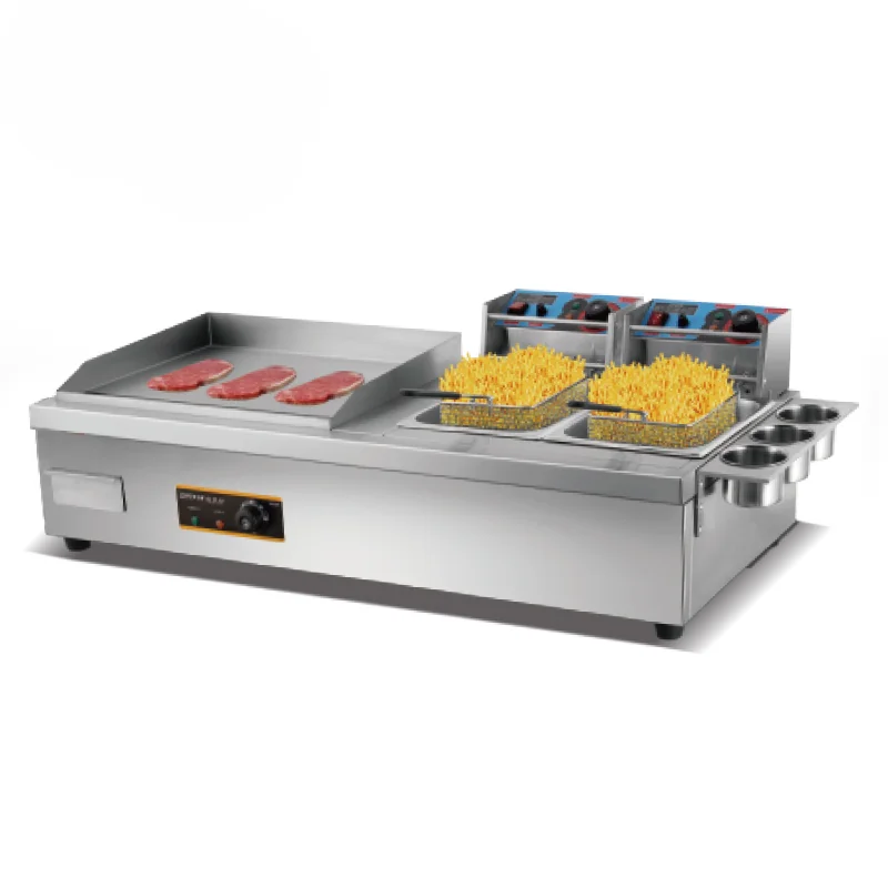 Commercial Certification Catering Equipment Table Top Electric Griddle With Fryer Machine