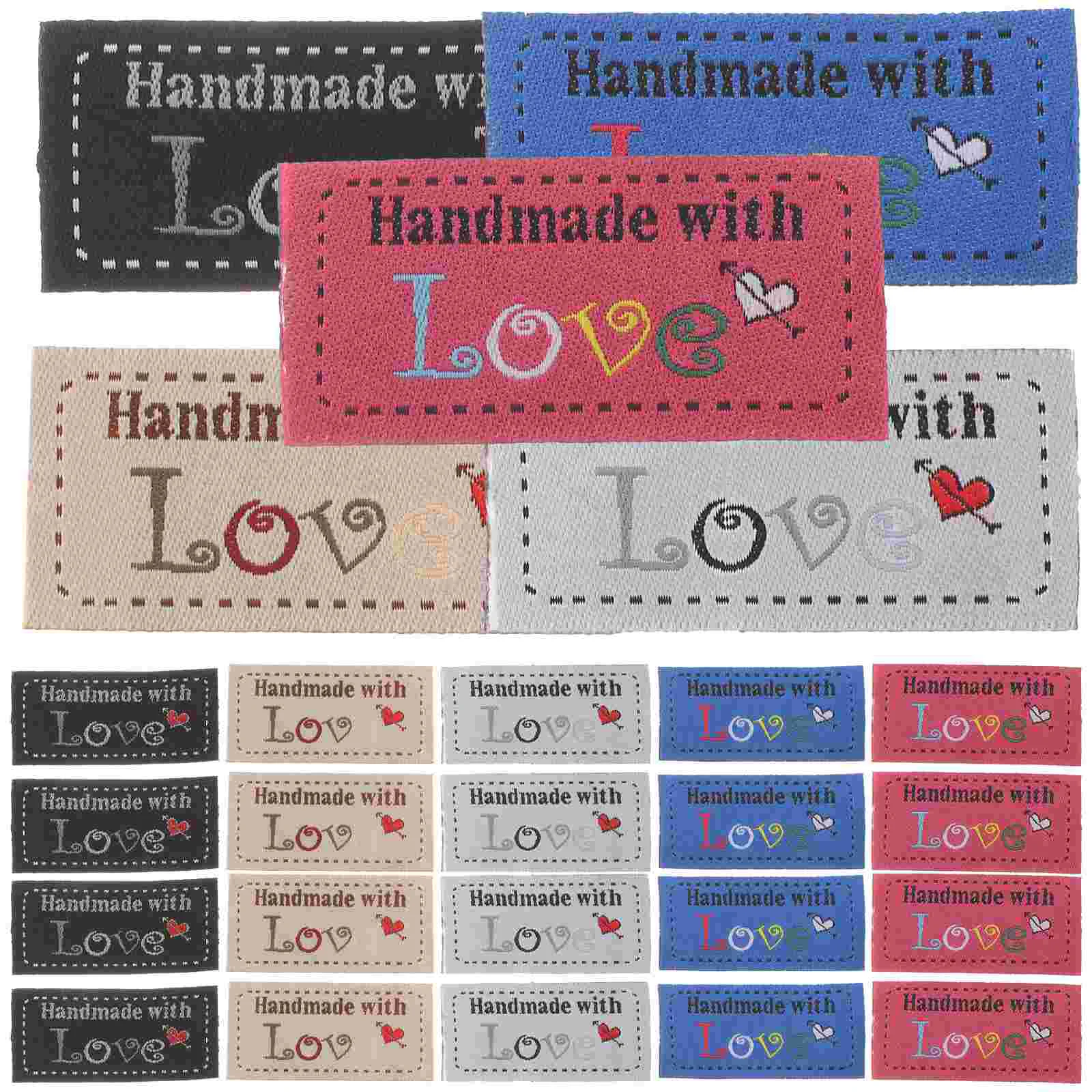 

100 Pcs Quilt Labels Love Woven Sewing Custom Clothing Cotton Crochet Tags for Handmade Items Machines