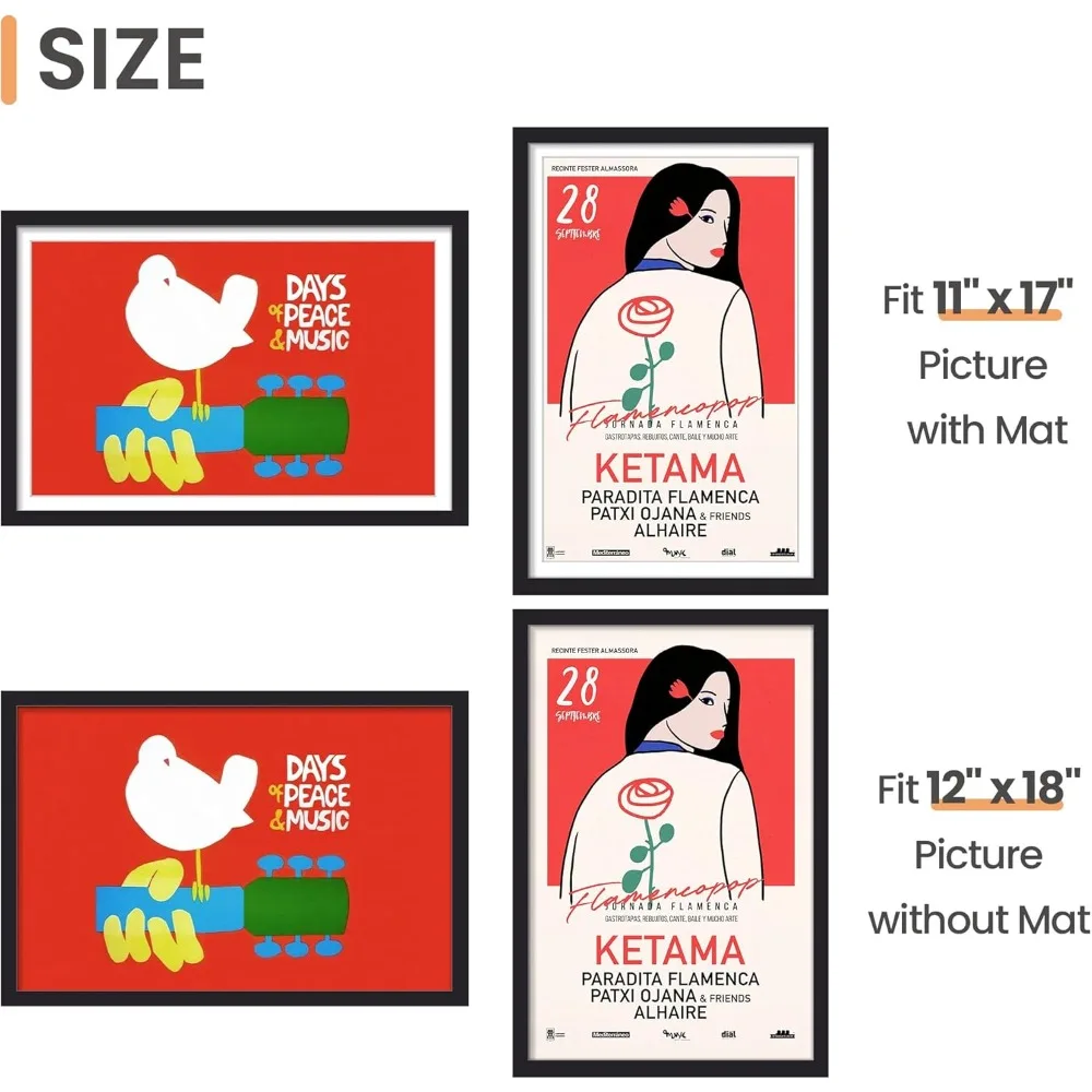 مجموعة من 5 إطارات صور سوداء مقاس 12 × 18 مع حصيرة، عرض جاليري لديكور المكاتب المنزلية