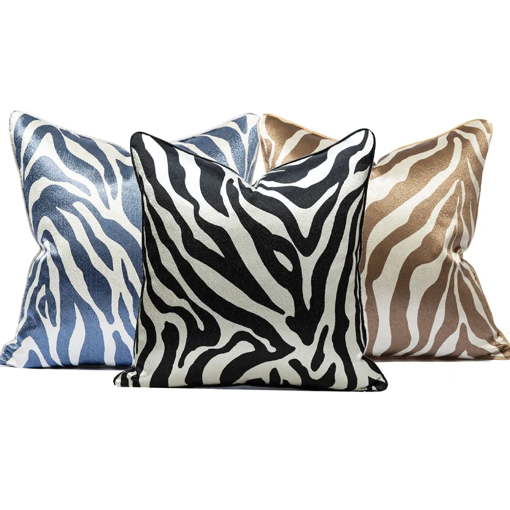 Design Luxury Jacquard Cushion Cover American Zebra Print Pillowcase for Home Sofa Living Room Bedroom Decor 30x50 45x45 50x50cm