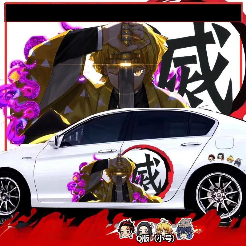 Demon Slayer Car Tanjiro Kamado Kochou Shinobu Stickers Anime Peripheral Cute Cartoon Waterproof Kawaii To Cover Scratches New