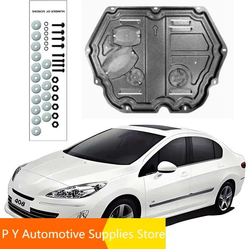 For Peugeot 408 2014-2022 1.6T 1.2T Engine Guard Board Splash Shield Mud Fender Plate Cover Black Car Mudflap Mudapron Mudguard