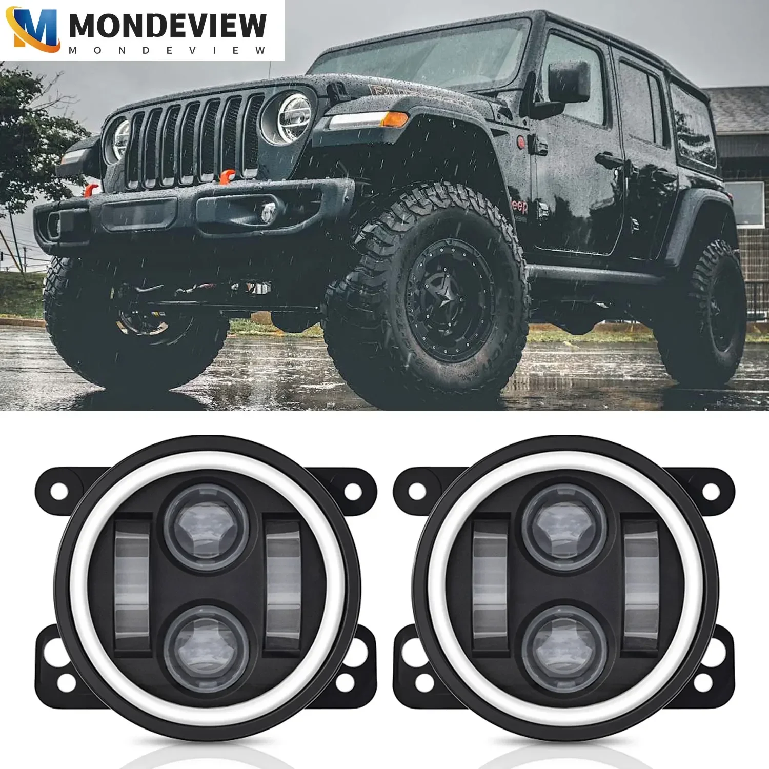 

MONDEVIEW 4-inch Wrangler high and low beam fog lights 220W 6000K auxiliary lights 22000LM off-road vehicle LED signal light