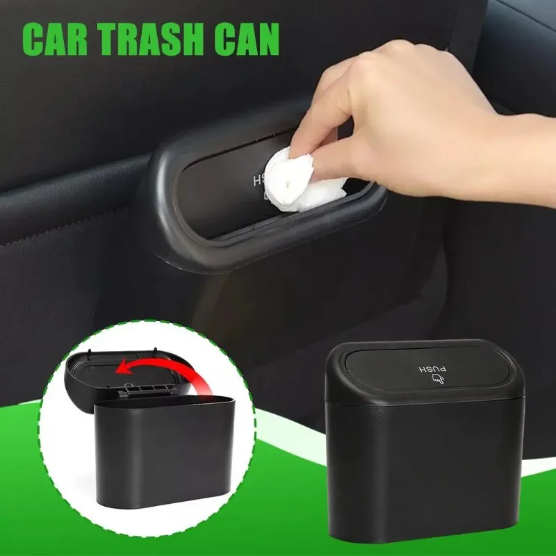 

1L portable car trash can, suspended mini car trash can, 2 pieces of ABS square car interior storage box accessories